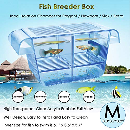 Box pro chovatele ryb Capetsma, závěsný akvárium pro akvarijní inkubátor s chovným líhnutím, perfektní dělič nádrže na ryby pro agresivní poraněné těhotné ryby malé ryby slané krevety klaun